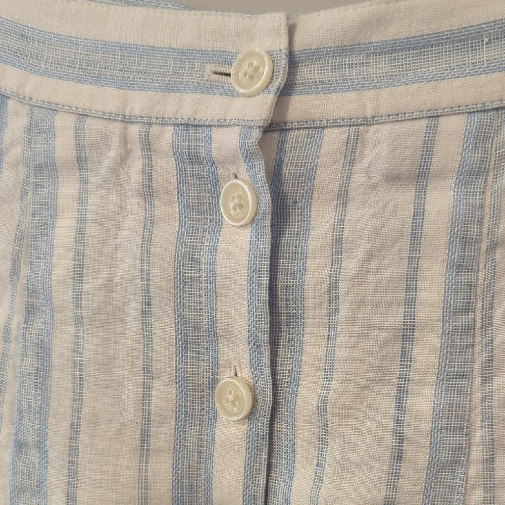 Brooks Brothers Linen Skirt Button-Front Blue White size 4 - Picture 2 of 7